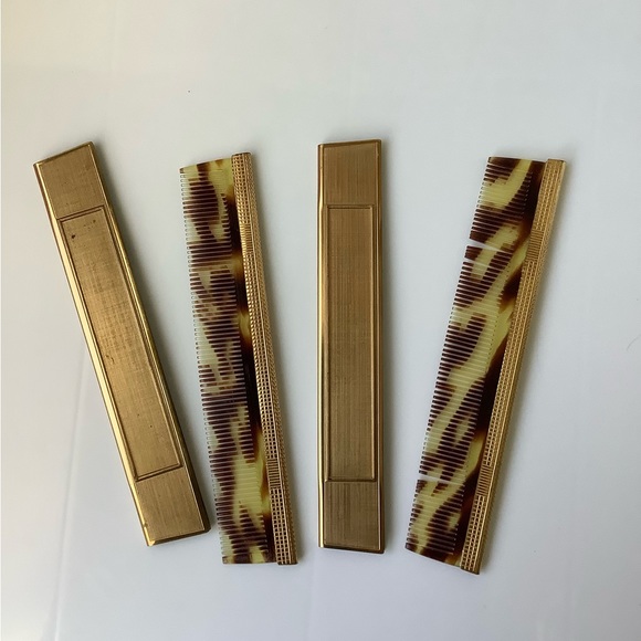 RARE FIND 1970s tortoiseshell comb in brass case - Picture 3 of 9